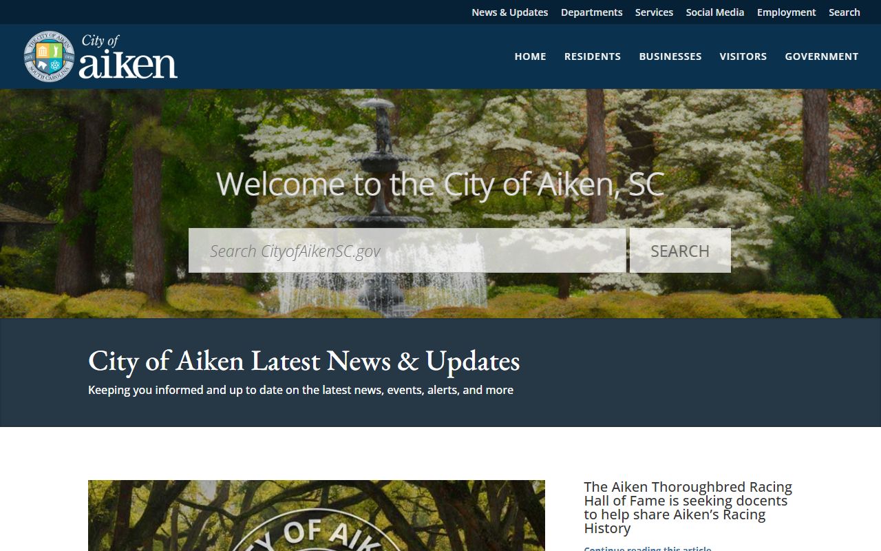 City of Aiken official website for court and police information