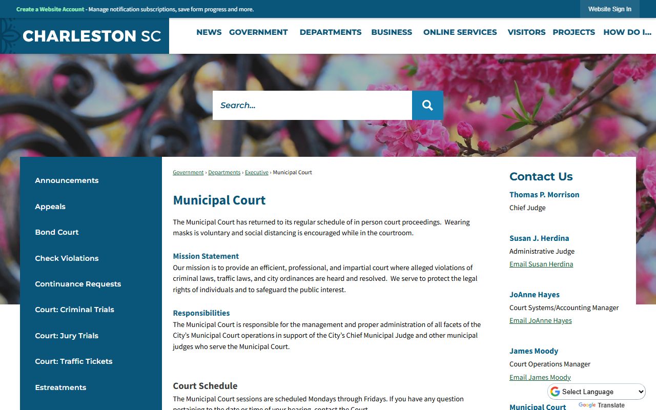 Charleston Municipal Court for misdemeanor and traffic cases