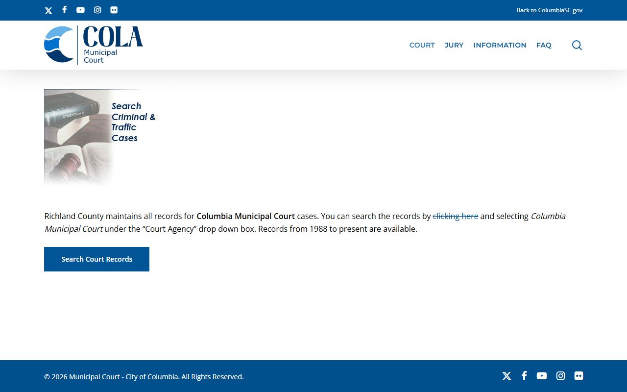 Columbia Municipal Court case information portal