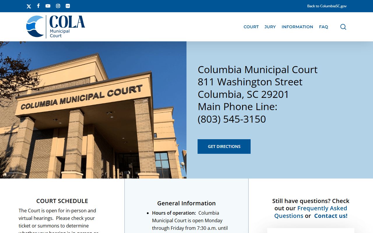 Columbia Municipal Court for misdemeanor and traffic cases