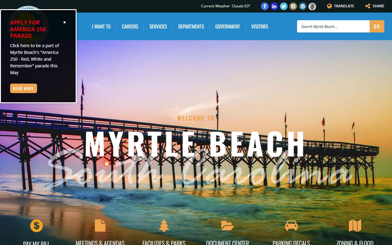 City of Myrtle Beach official website for court and police information