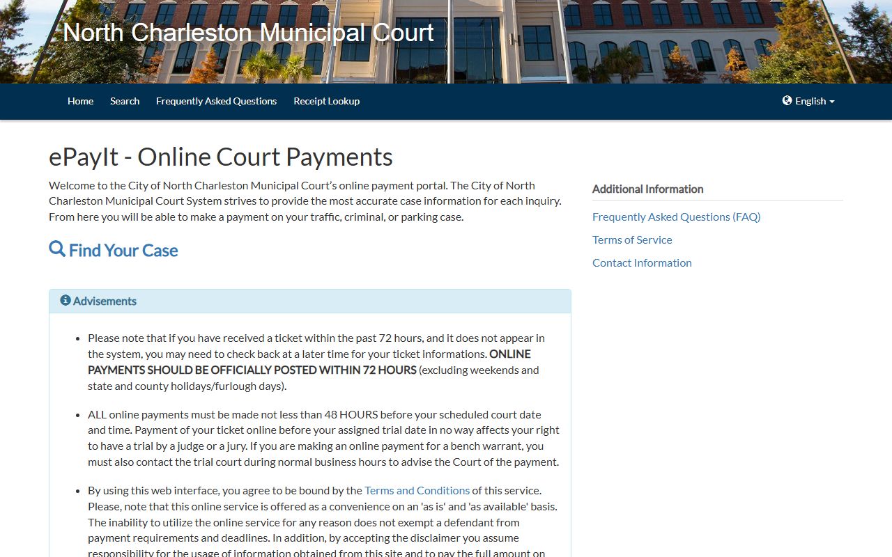 North Charleston payment portal for court fines