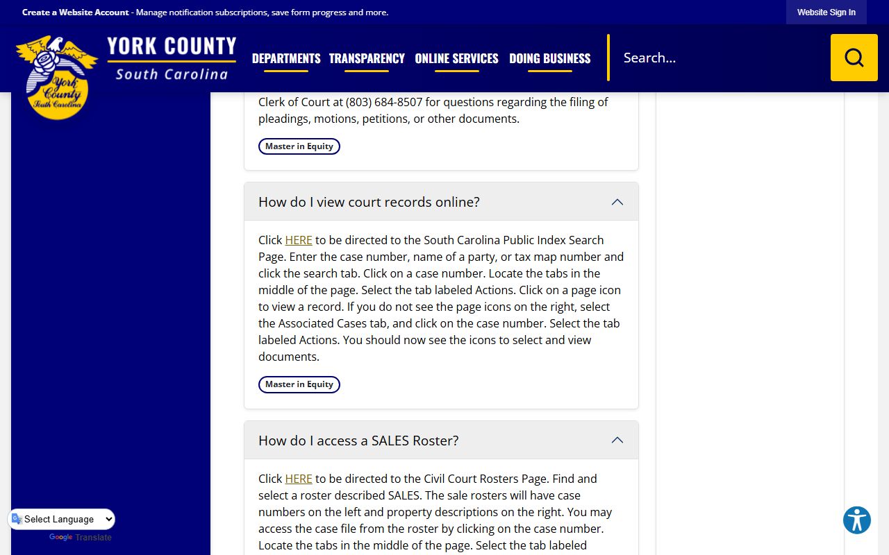 York County Circuit Court for Rock Hill felony cases