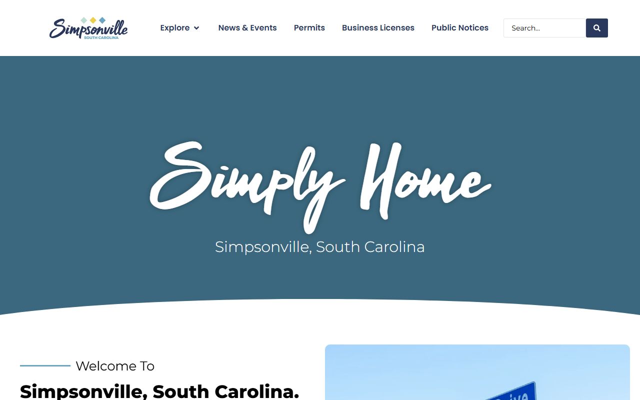 City of Simpsonville official website for court and police information