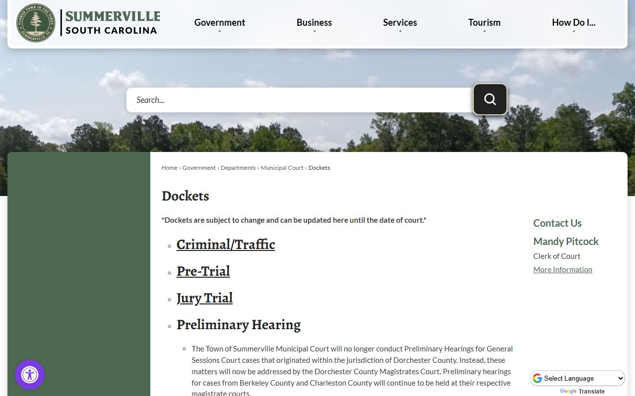 Summerville court dockets for upcoming hearings