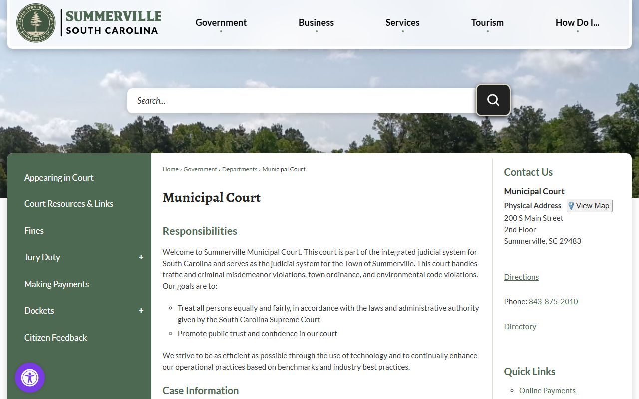 Summerville Municipal Court for misdemeanor and traffic cases