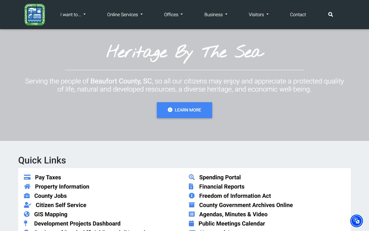 Beaufort County government website for felony records access