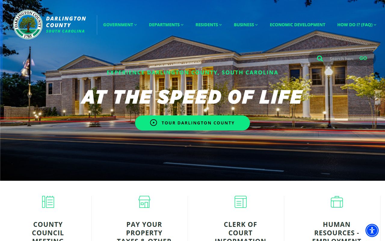 Darlington County government website for felony records access