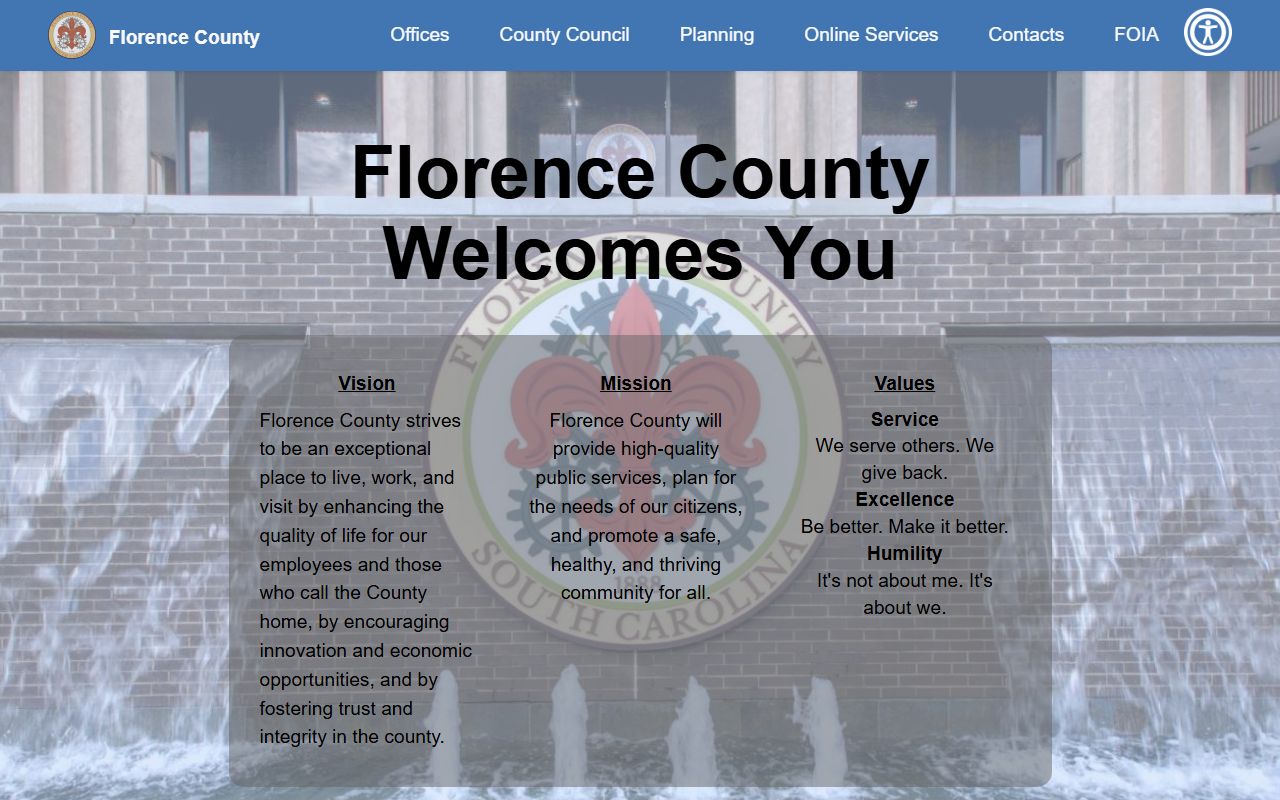 Florence County government website for felony records access