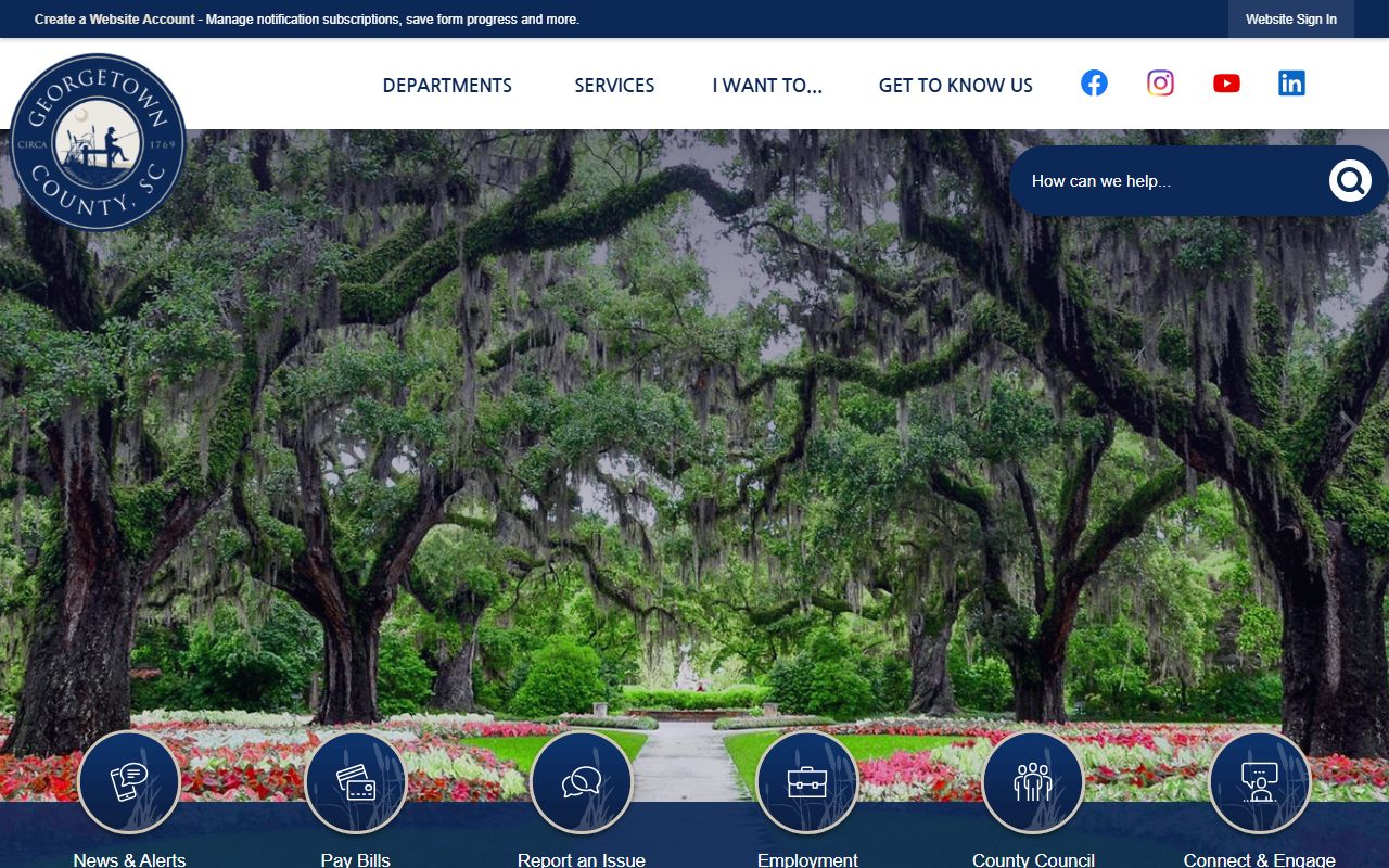 Georgetown County government website for felony records access