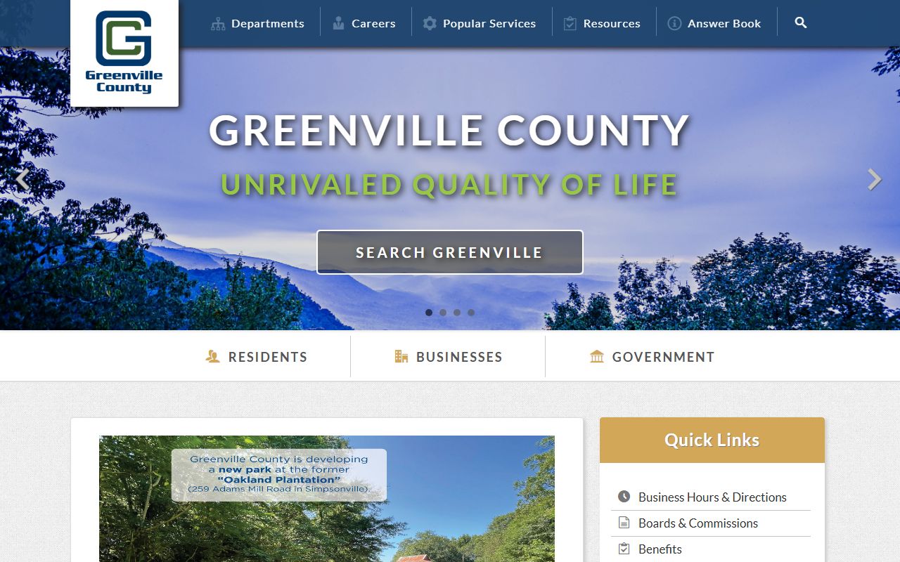 Greenville County government website for felony records access