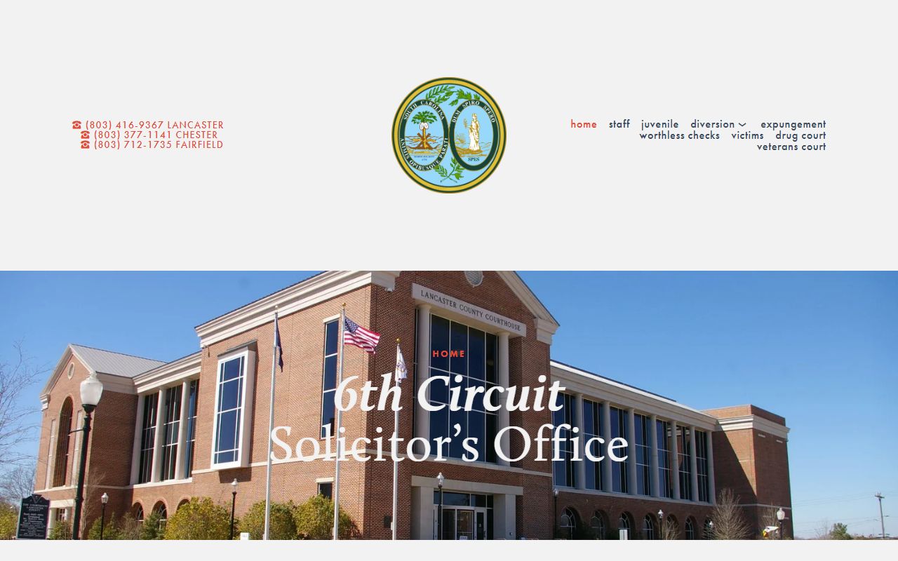 Sixth Circuit Solicitor Office prosecuting Lancaster County felony cases