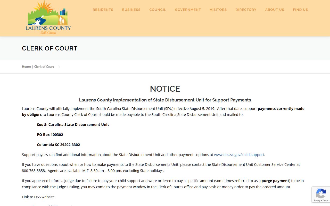 Laurens County Clerk of Court for felony records access
