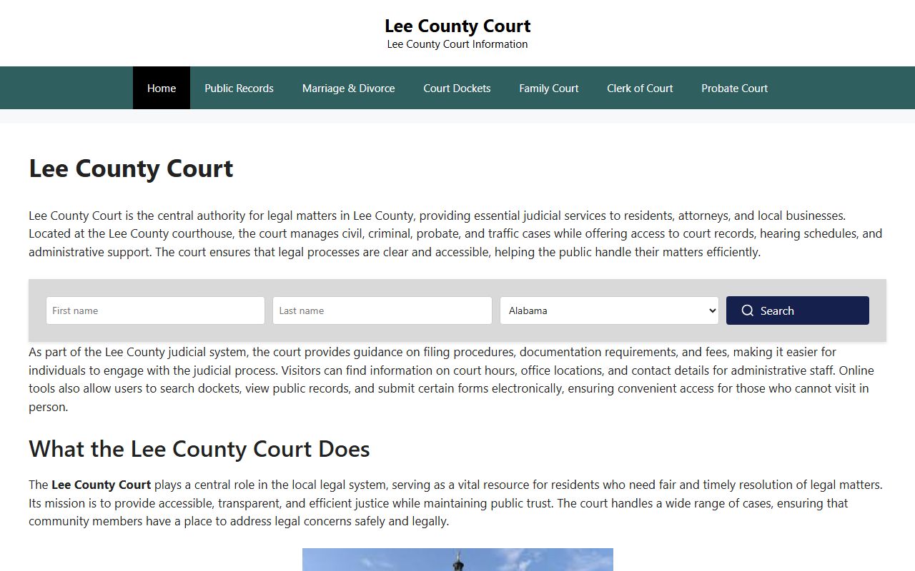 Lee County court information for felony records access