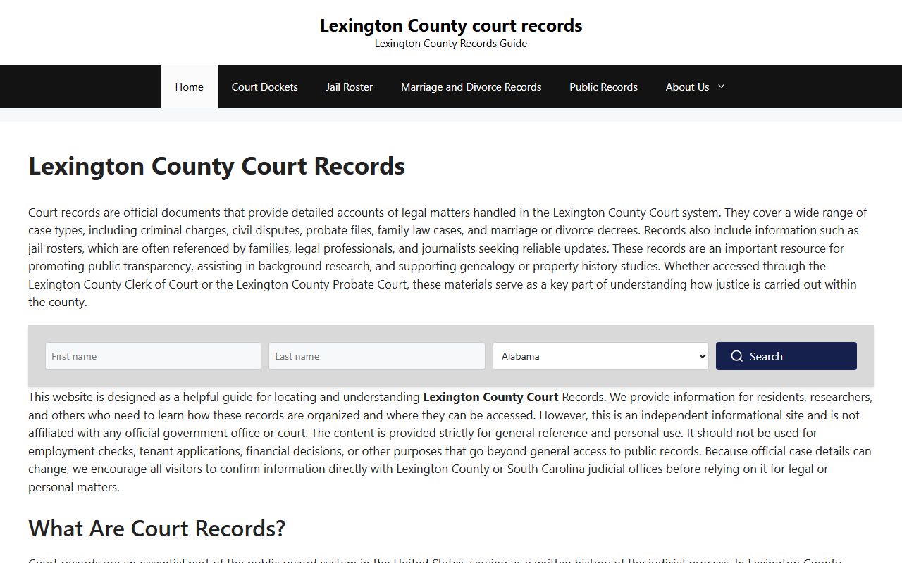 Lexington County Clerk of Court for felony records access