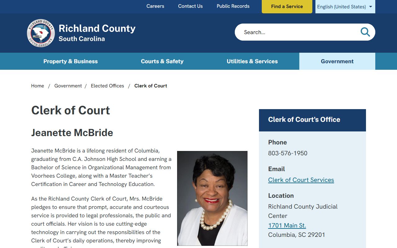 Richland County Clerk of Court for felony records access