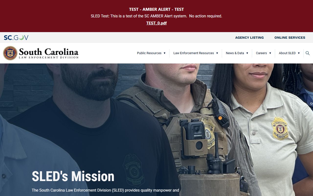 South Carolina Law Enforcement Division SLED website for felony records and criminal history